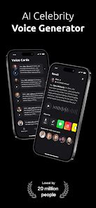 Screenshot: užívateľské rozhranie AI generátora hlasu VoiceUp s možnosťami výberu celebrity a textu na syntézu