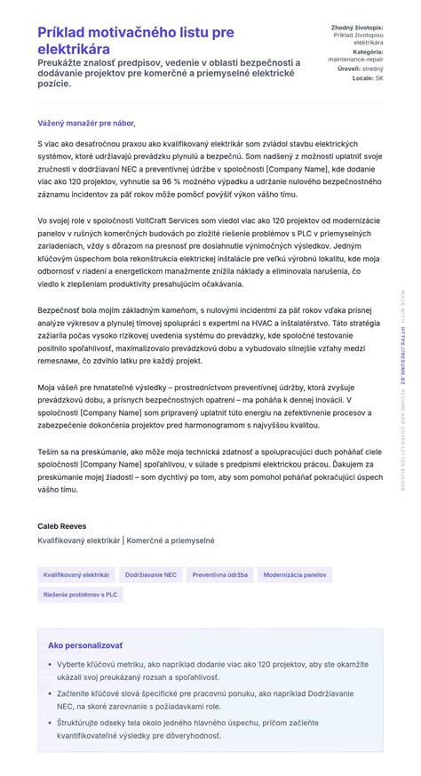 príklad hlavičky motivačného listu s kontaktnými údajmi