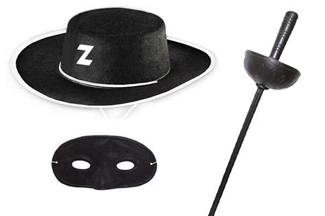 Zorro klobúk, maska a meč