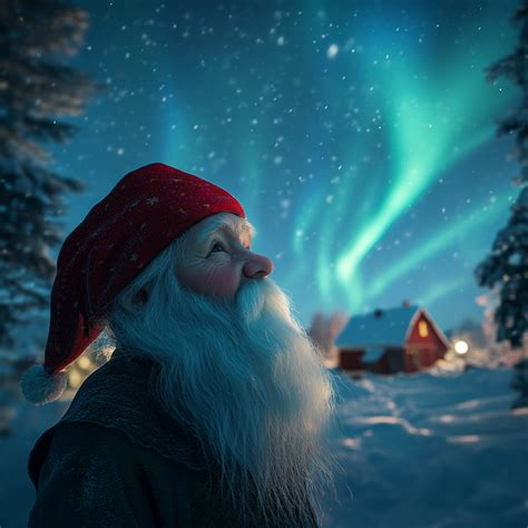 Ilustrácia škandinávskeho škriatka Nisse s ryžovou kašou