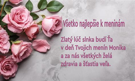 Kytica kvetov s jemnou stuhou, symbolizujúca tradičné prianie k meninám.