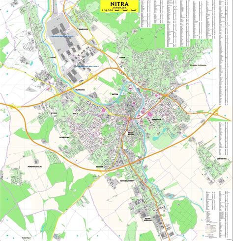 Mapa strategického parku Nitra s vyznačenými obcami
