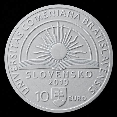 Vizualizácia pamätnej striebornej zberateľskej mince k 100. výročiu Univerzity Komenského