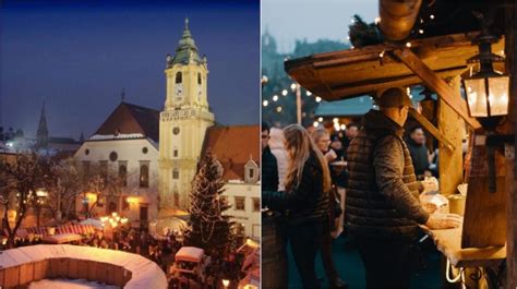 Fotografia stánkov s tradičnými vianočnými pochúťkami a nápojmi