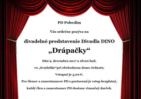 Generická pozvánka na divadelné podujatie alebo predstavenie