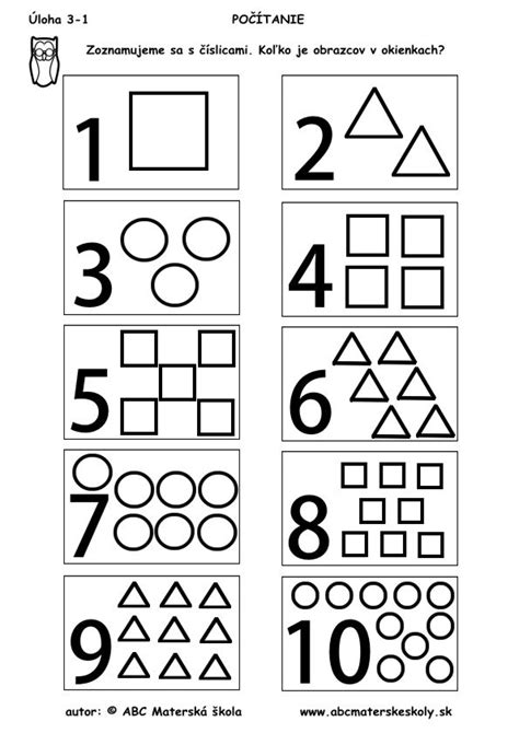 infografika: matematické aktivity pre predškolákov (postupnosť, počet, tvary)