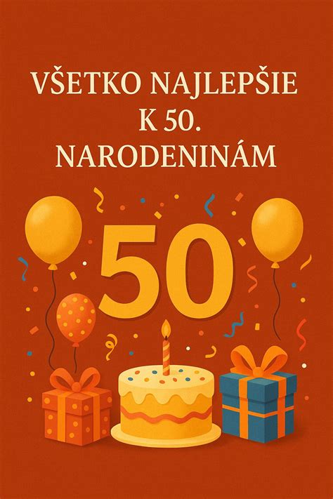 Koláž rôznych štýlov blahoželaní k 50. narodeninám.