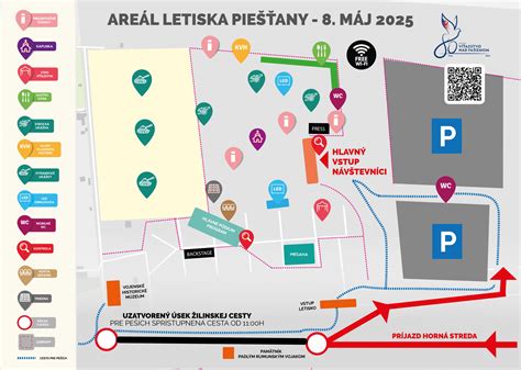 Mapa areálu letiska s vyznačenými pódiemi a zónami pre veľký hudobný festival