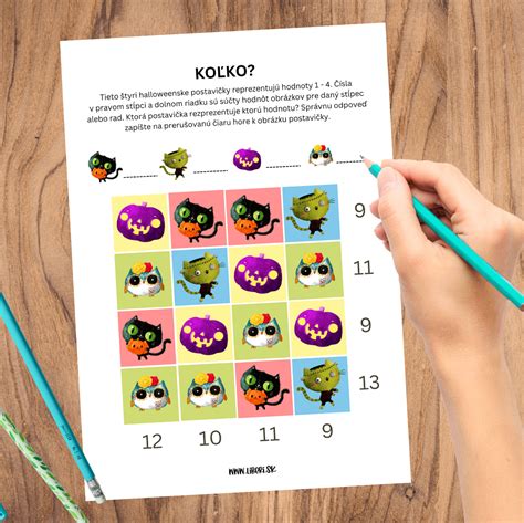 ukážka halloweenskych pracovných listov na počítanie