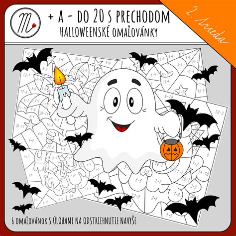 halloweenske omaľovánky s motívmi netopierov a pavúkov