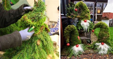 Inšpirácia pre vianočné dekorácie: škriatkovia z rôznych materiálov zoradení na rímse