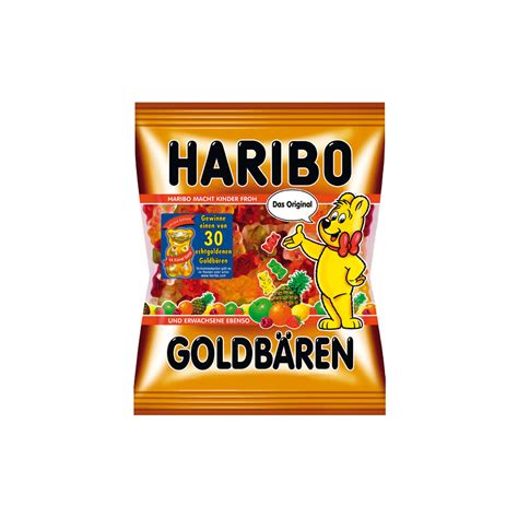 Infografika zobrazujúca proces výroby Haribo Goldbären, od surovín po hotový produkt.