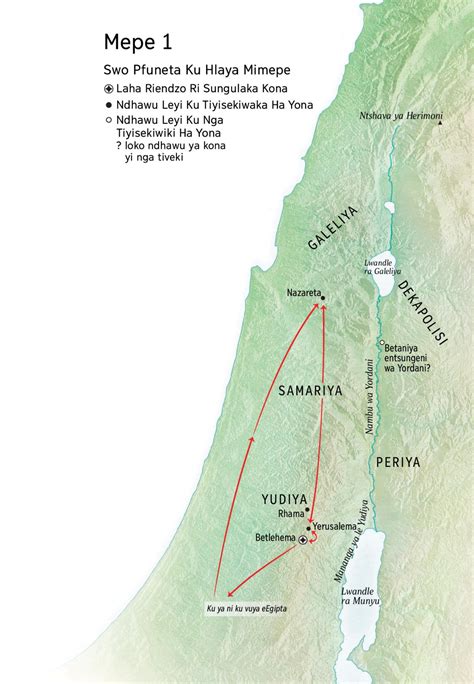 mapa cesty z Nazareta do Betlehema