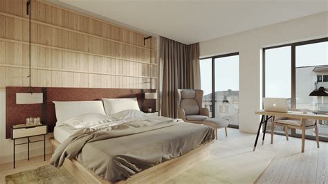 interiér modernej hotelovej izby s kuchynkou