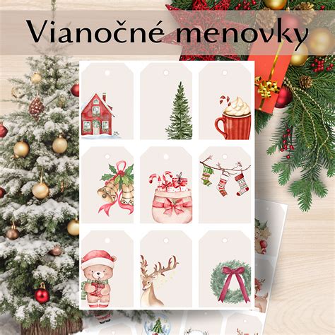 Vianočné menovky na darčeky, rôzne tvary a farby