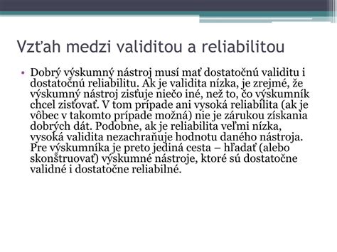 Schéma vzťahu medzi validitou a reliabilitou v psychodiagnostike