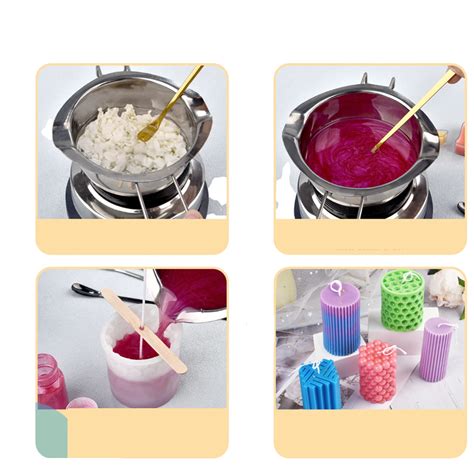 ukážka vrstvených farebných domácich sviečok v sklenených pohároch