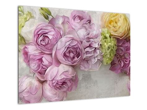 Tematické foto: kvetinový obraz v pastelových farbách na stene