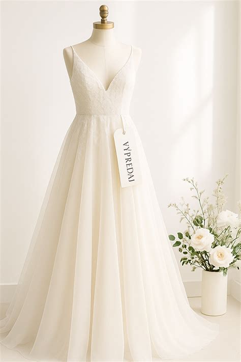 Interiér svadobného salónu s ramienkami plnými šiat