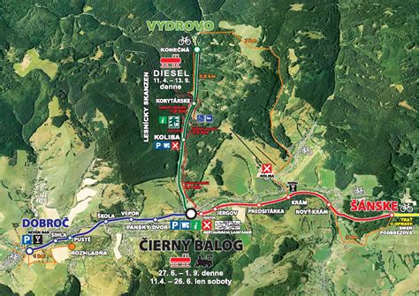 Mapa trás a zastávok Čiernohronskej železnice v okolí Čierneho Balogu