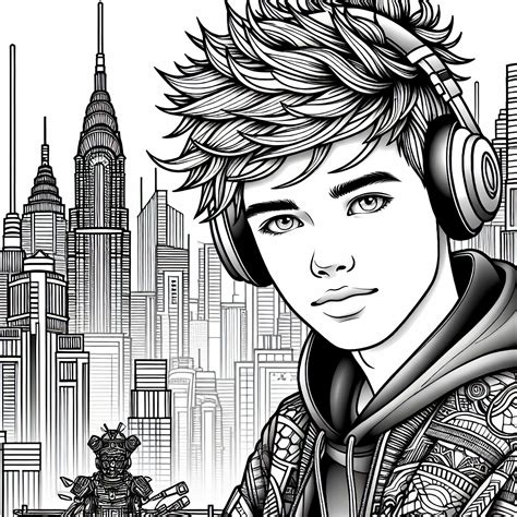 Chlapec s bezdrôtovými slúchadlami a tabletom