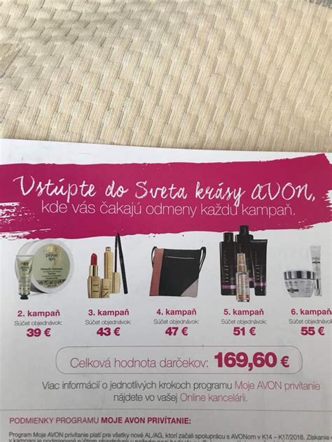 Prehľadná schéma darčekového programu Moje AVON privítanie znázorňujúca odmeny v prvých štyroch kampaniach