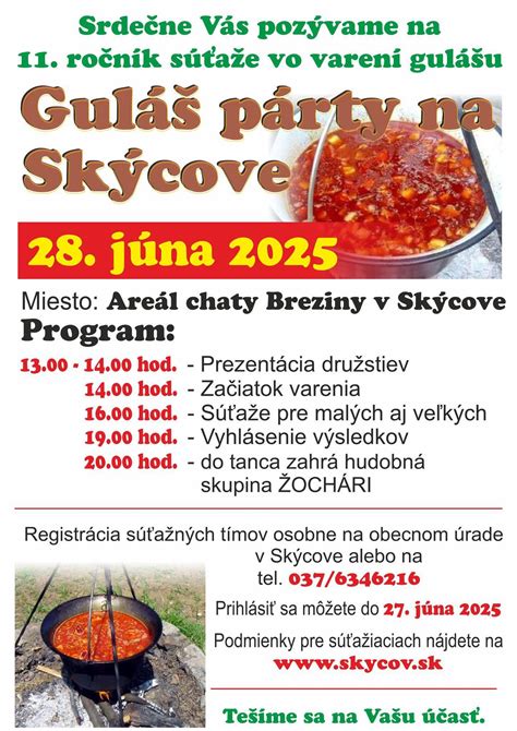 Vtipná kresba muža s kotlíkom gulášu a nápisom 