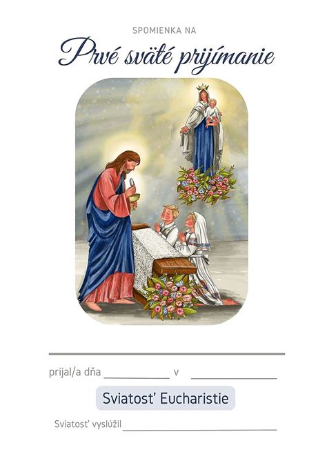 ilustrácia deti na prvom svätom prijímaní, symbolický dar Eucharistie