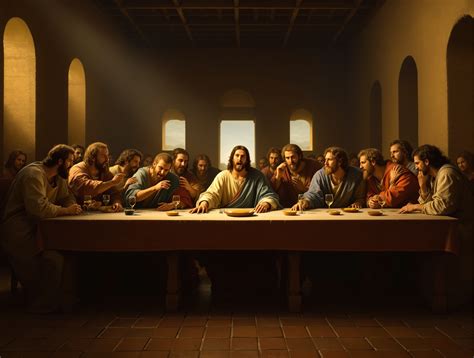 ilustrácia Posledná večera, Ježiš s učeníkmi