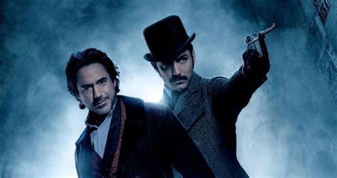 Scéna z filmu Sherlock Holmes s Judeom Lawom a Robertom Downeym Jr.