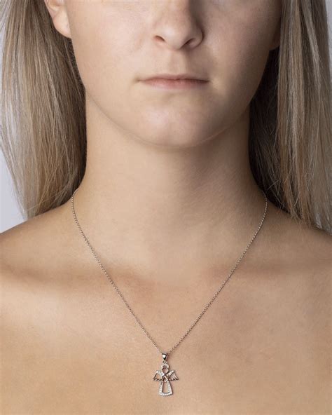 Strieborné náušnice a náhrdelník s príveskom anjel Cassiel s Brilliance Zirconia