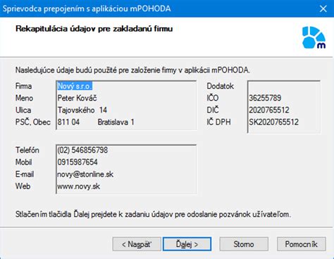 Ilustrácia sprievodcu zavedením novej firmy v programe POHODA
