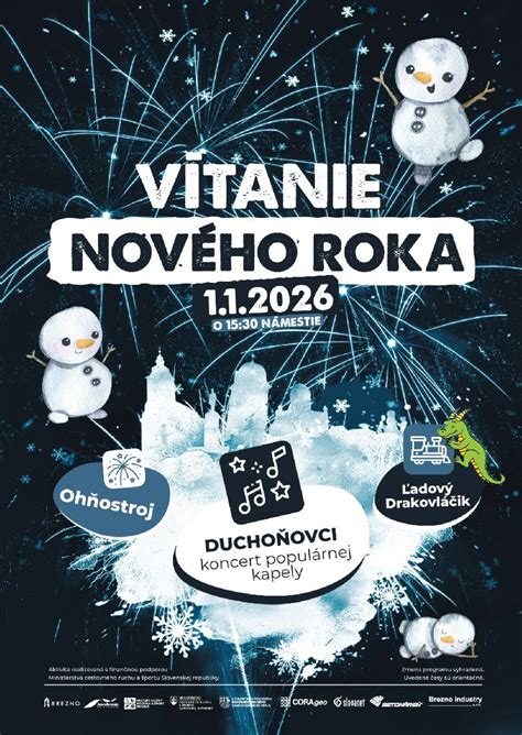 Zimná krajina s tradičnými symbolmi nového roka, ohňostrojom a ľudovými prvkami