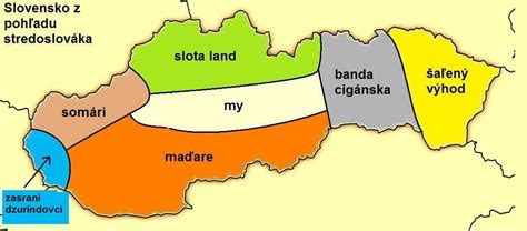 Mapa Slovenska s vyznačením oblastí prevahy šibačky a oblievačky