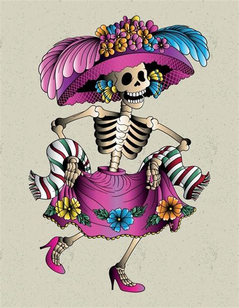 Ľudia oblečení a namaľovaní ako Catrina a Calaca počas sprievodu Día de Muertos