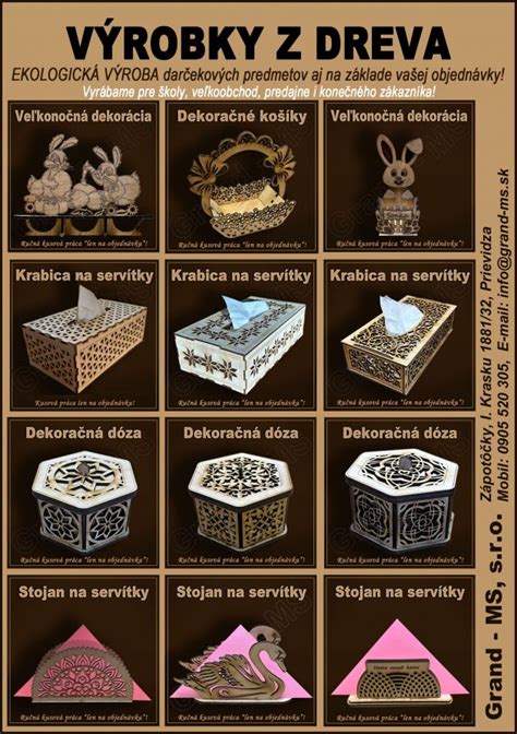 Infografika s ukážkami rôznych techník dekorácie dreva (decoupage, pyrografia, maľovanie)