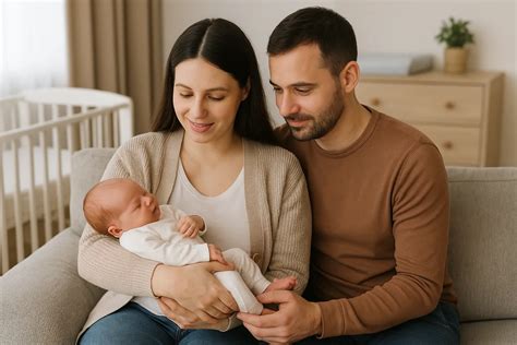 Tematické foto šťastnej rodiny s novorodencom