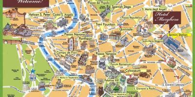 Historická mapa Ríma s vyznačeným Panteónom