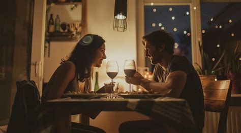 Pár pri romantickej večeri s fľašou vína