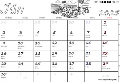 kalendár so zvýraznenými dátumami menín 13. jún a 13. september