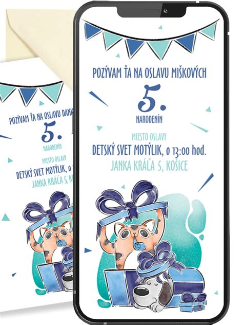 ilustrácia šťastných detí otvárajúcich pozvánku na oslavu