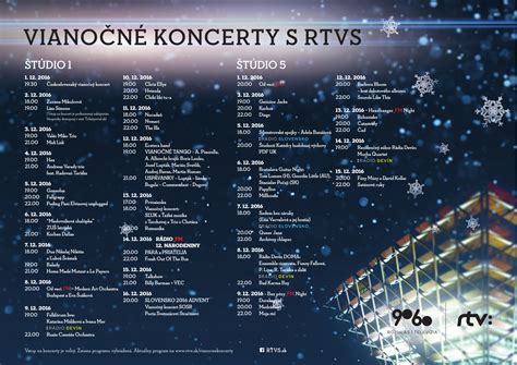 Infografika s programom vianočných koncertov Slovenského rozhlasu