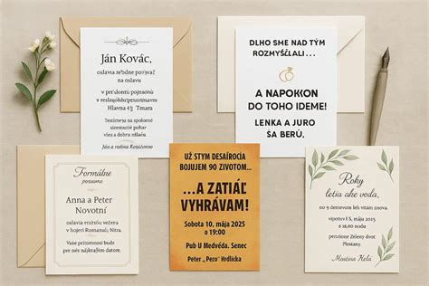 rôznorodé vtipné texty na pozvánkach