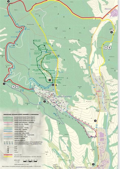 Mapa turistických a cyklistických trás v okolí Bardejovských Kúpeľov