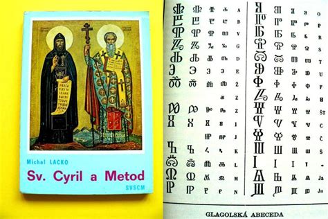 Ilustrácia: Cyril a Metod píšu hlaholikou alebo prekladajú knihy