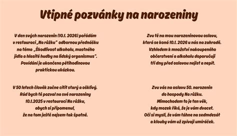 schéma s nápadmi na vtipné texty do pozvánok