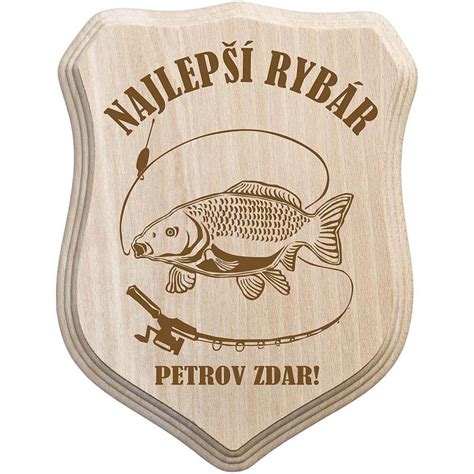 Drevená dekorácia s motívom rybára a ryby, personalizovaný fotorámik