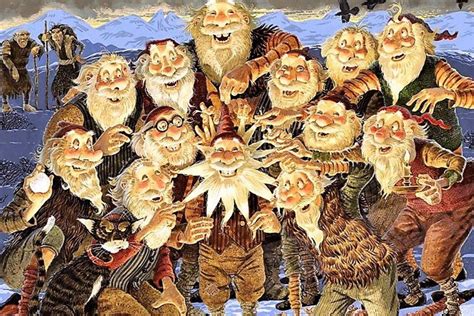 ilustrácia 13 islandských Jólasveinar s rôznymi vlastnosťami