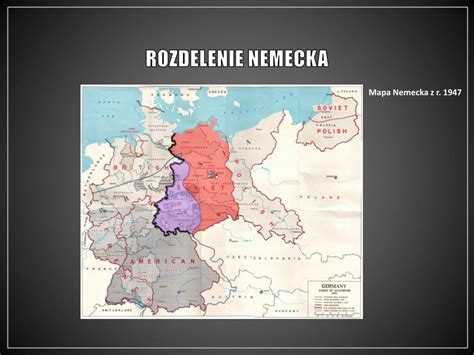 Mapa rozdeleného Nemecka a okupačných zón po druhej svetovej vojne