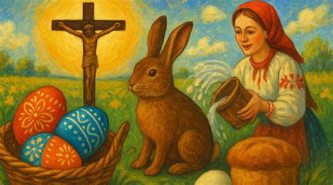 Ilustrácia zmŕtvychvstania Krista s prvkami nádeje a nového života